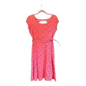 Motherhood Maternity Vibrant Coral Lace Dress Size Small (S)